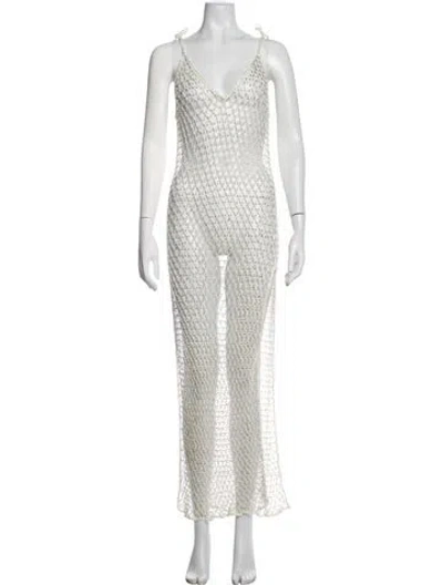 Pre-owned My Beachy Side Lace Pattern Long Dress In Multicolor