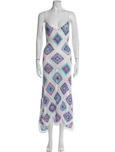 Pre-owned My Beachy Side Lace Pattern Tassel Accents Cover-up In Neutral