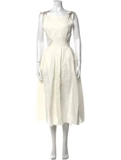 Pre-owned My Beachy Side Linen Midi Length Dress In Neutrals