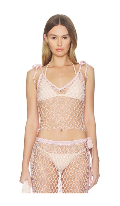 My Beachy Side Lulu Hand-crocheted Top In Baby Pink