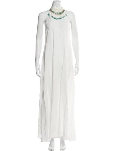Pre-owned My Beachy Side Mock Neck Long Dress In White