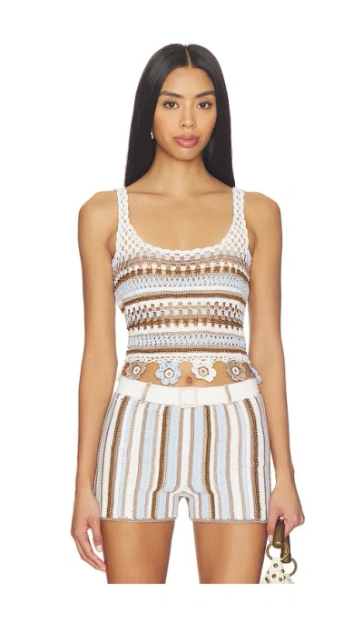 My Beachy Side Noa Hand-crocheted Top In Blue Striped