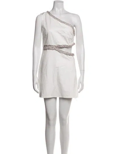 Pre-owned My Beachy Side One-shoulder Mini Dress W/ Tags In White