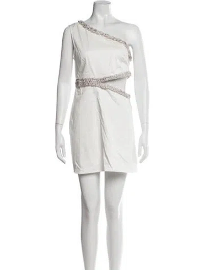 Pre-owned My Beachy Side One-shoulder Mini Dress In White