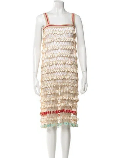 Pre-owned My Beachy Side Patterned Crochet Trim Cover-up In Gold