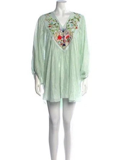 Pre-owned My Beachy Side Patterned Dress In Green/metallic