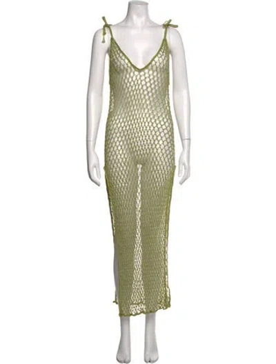 Pre-owned My Beachy Side Patterned Long Dress In Green