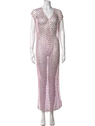 Pre-owned My Beachy Side Patterned Long Dress In Pink