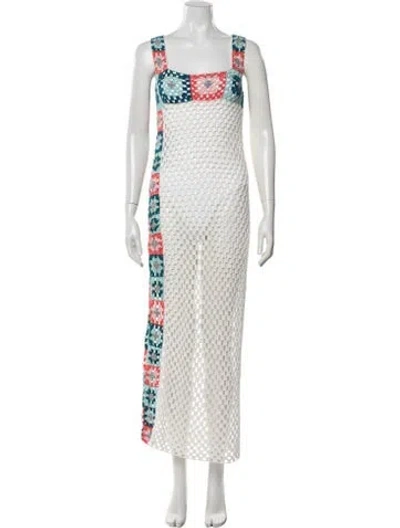 Pre-owned My Beachy Side Patterned Long Dress In White
