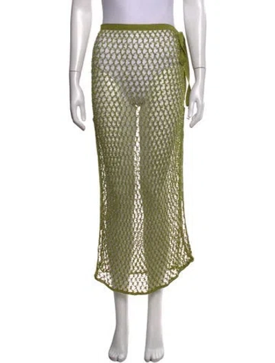 Pre-owned My Beachy Side Patterned Long Skirt In Green