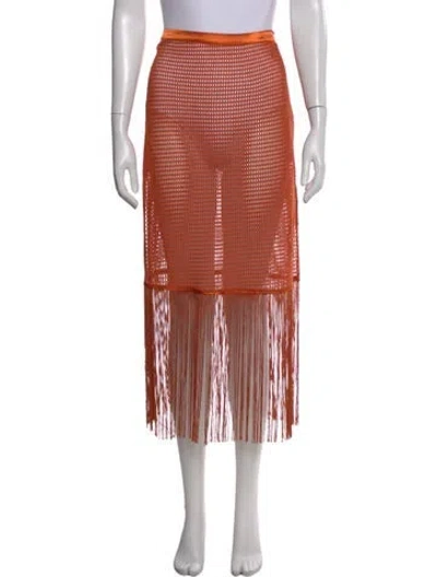 Pre-owned My Beachy Side Patterned Midi Length Skirt In Orange