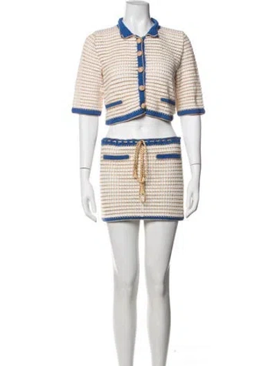 Pre-owned My Beachy Side Patterned Skirt Set In Blue/white