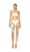 My Beachy Side Serene Hand Crochet Pearl Beaded One Shoulder Maxi Dress