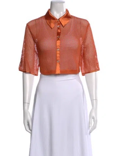 Pre-owned My Beachy Side Short Sleeve Crop Top In Orange