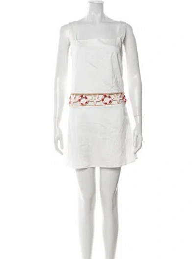 Pre-owned My Beachy Side Square Neckline Mini Dress W/ Tags In White