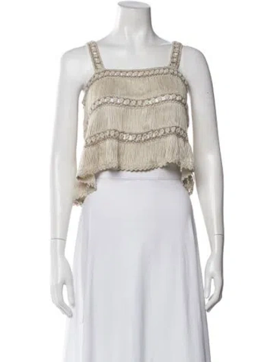 Pre-owned My Beachy Side Square Neckline Sleeveless Top In Neutral