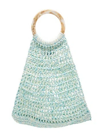 Pre-owned My Beachy Side Straw Top Handle Bag W/ Tags In Blue