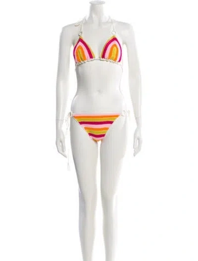 Pre-owned My Beachy Side Striped Bikini In White