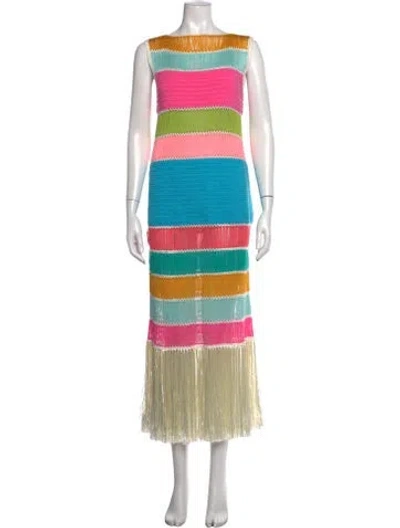 Pre-owned My Beachy Side Striped Long Dress In Blue