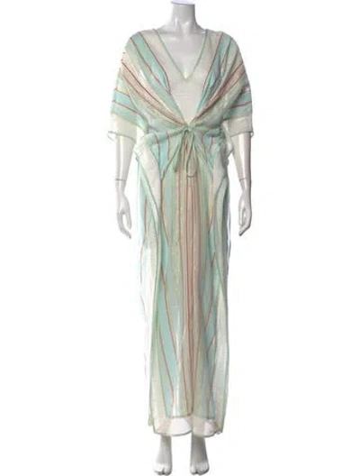 Pre-owned My Beachy Side Striped Long Dress In Green