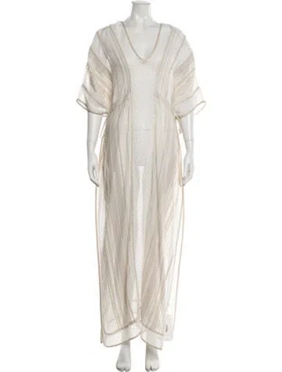 Pre-owned My Beachy Side Striped Long Dress In Neutrals