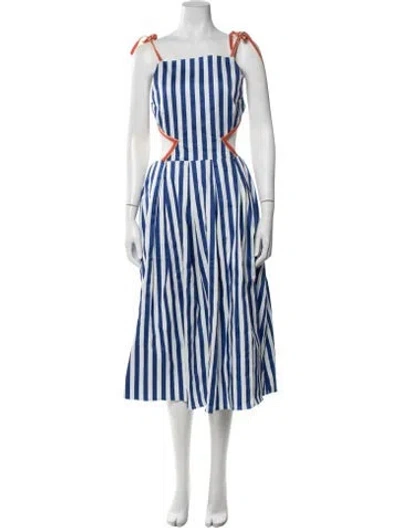 Pre-owned My Beachy Side Striped Midi Length Dress In Brown/metallic