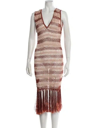 Pre-owned My Beachy Side Striped Midi Length Dress In Multi