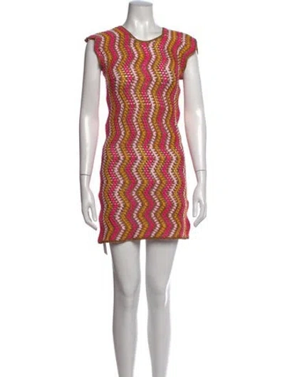 Pre-owned My Beachy Side Striped Mini Dress In Pink
