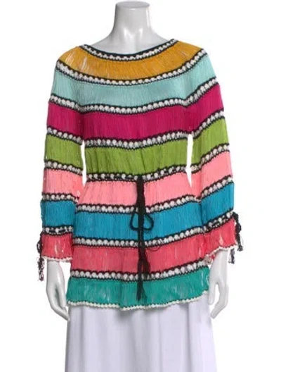 Pre-owned My Beachy Side Striped Scoop Neck Top In Multi