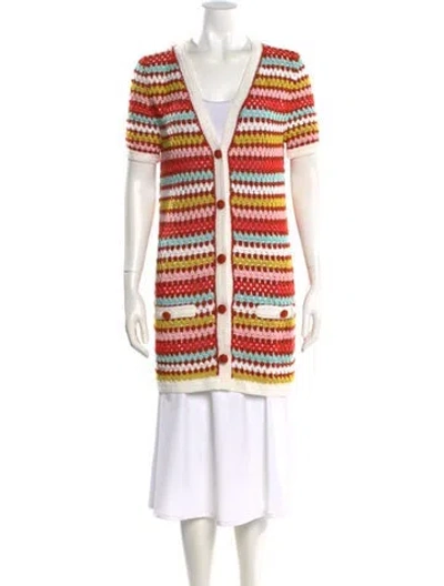 Pre-owned My Beachy Side Striped V-neck Sweater In Red