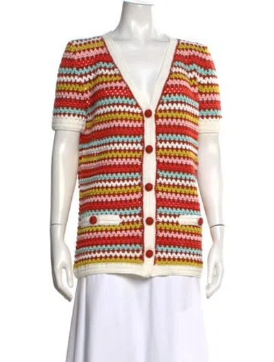 Pre-owned My Beachy Side Striped V-neck Sweater W/ Tags In Orange