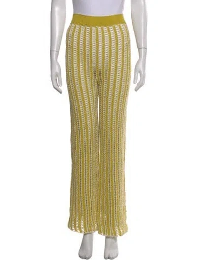 Pre-owned My Beachy Side Striped Wide Leg Pants In Yellow