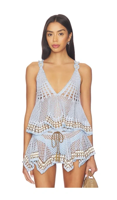 My Beachy Side Tula Hand-crocheted Top In Baby Blue