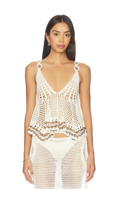 My Beachy Side Tula Hand-crocheted Top In Ivory