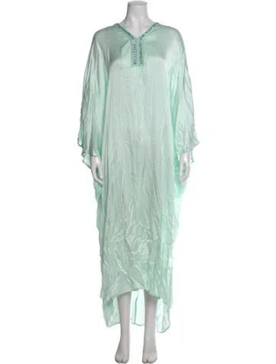 Pre-owned My Beachy Side V-neck Long Dress In Green