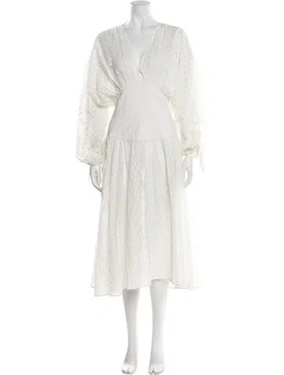 Pre-owned My Beachy Side V-neck Long Dress In White