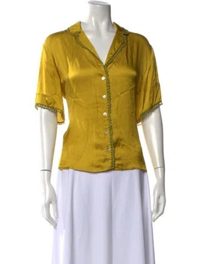 Pre-owned My Beachy Side V-neck Short Sleeve Top In Yellow