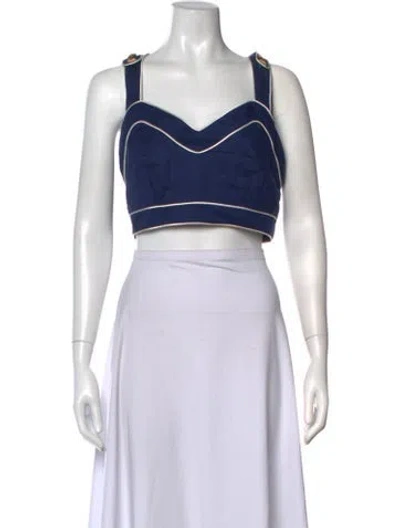 Pre-owned My Beachy Side V-neck Sleeveless Crop Top In Multicolor