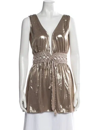 Pre-owned My Beachy Side V-neck Sleeveless Top W/ Tags In Metallic/neutrals