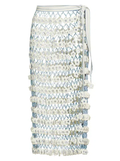 My Beachy Side Women's Fleur Hand-crocheted Cover-up Maxi Skirt In Blue