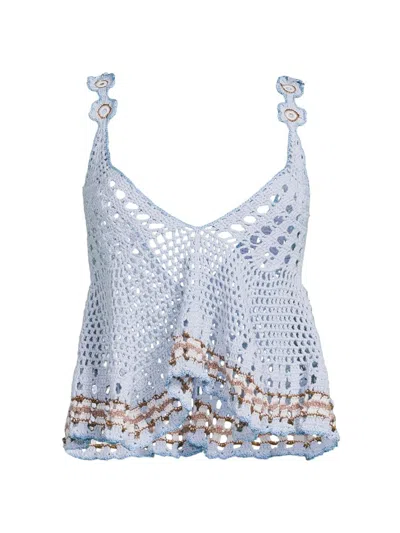 My Beachy Side Women's Tula Crochet-knit Tankini Top In Blue