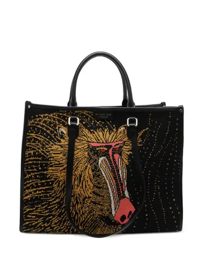 My Best Bag Atena Ethology Baboon-intarsia Tote Bag In Black