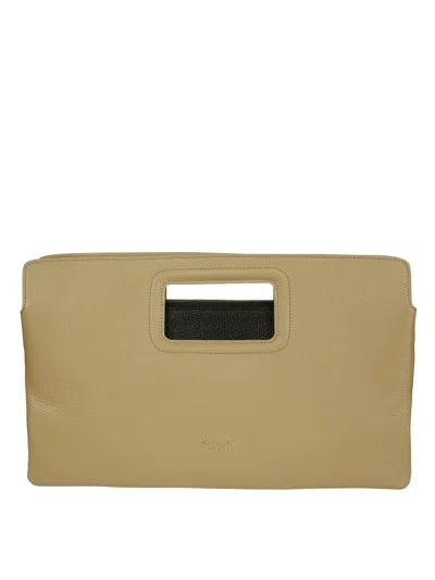 My Best Bag Cut-out Handle Leather Clutch With Textured Accents In Green