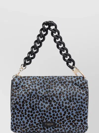 My Best Bag Firenze Animal Print Shoulder Bag With Chain Strap In Blue