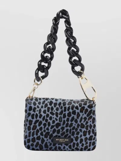 My Best Bag Firenze Animal Print Shoulder Bag With Chain Strap In Blue