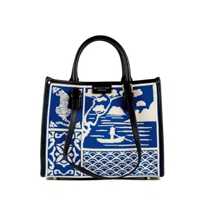 My Best Bag Firenze Athena Willow Medium Shopper Bag With Blue And White Print