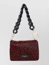 My Best Bag Firenze Chic Animal Print Shoulder Bag With Chain In Red