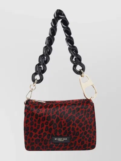 My Best Bag Firenze Chic Animal Print Shoulder Bag With Chain In Red
