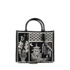 My Best Bag Firenze Large Athena Willow Shopper Bag With Black And White Print In White, Black