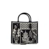 My Best Bag Firenze Large Athena Willow Shopper Bag With Black And White Print In White, Black